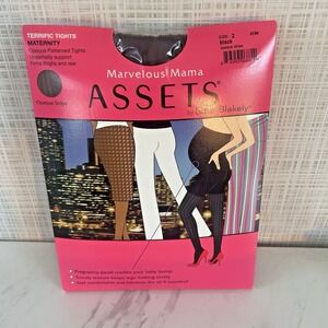 Maternity Tights Marvelous Mama Assets Black Opaque Stripe Spanx Size 2 USA BxAA
